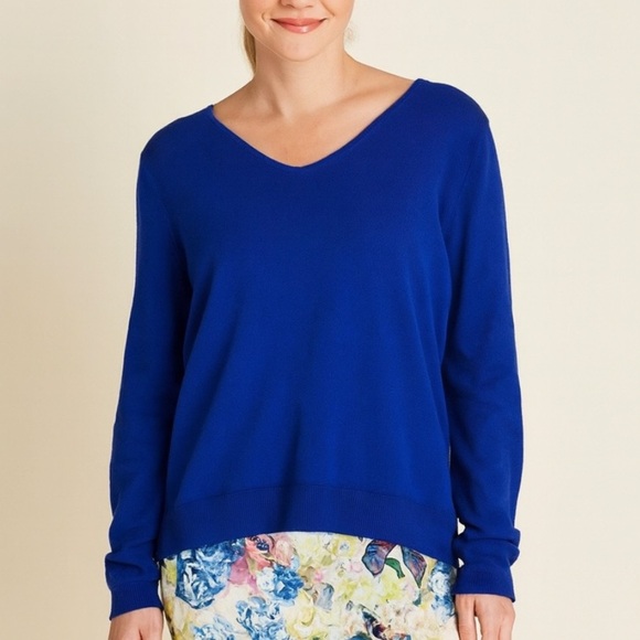 Stitch Fix sweater 2 in one semi sheer under shirt SZ L royal blue & floral - Picture 1 of 8